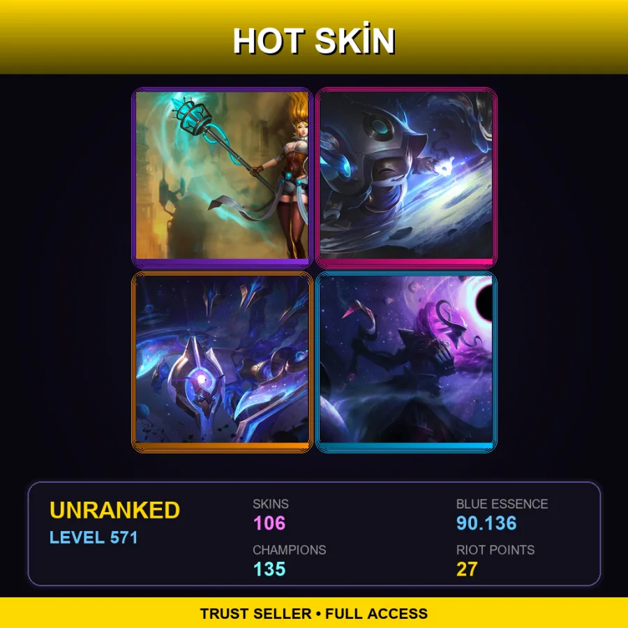 EUW | Lv571 | Unranked | 106 Skin | 135 Champ