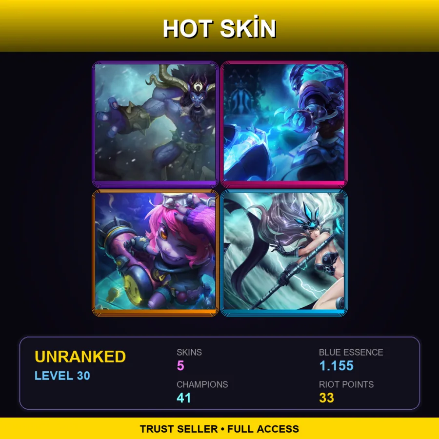 EUW | Lv30 | Unranked | 5 Skin | 41 Champ