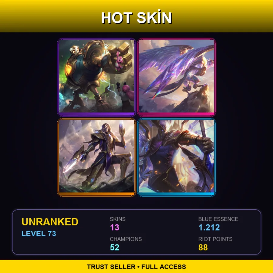 LAS | Lv73 | Unranked | 13 Skin | 52 Champ