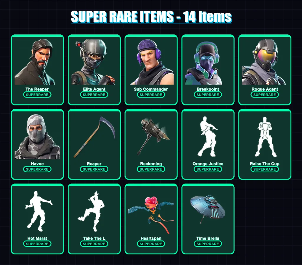 [PC/XBOX/PSN] | The Reaper | Elite Agent | Sub Commander | Breakpoint | Rogue Agent | 67 skin | 49 pickaxe | 69 emote | 63 glider | Lv899
