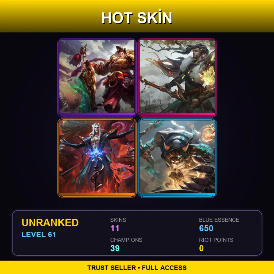 EUNE | Lv61 | Unranked | 11 Skin | 39 Champ — LoL account