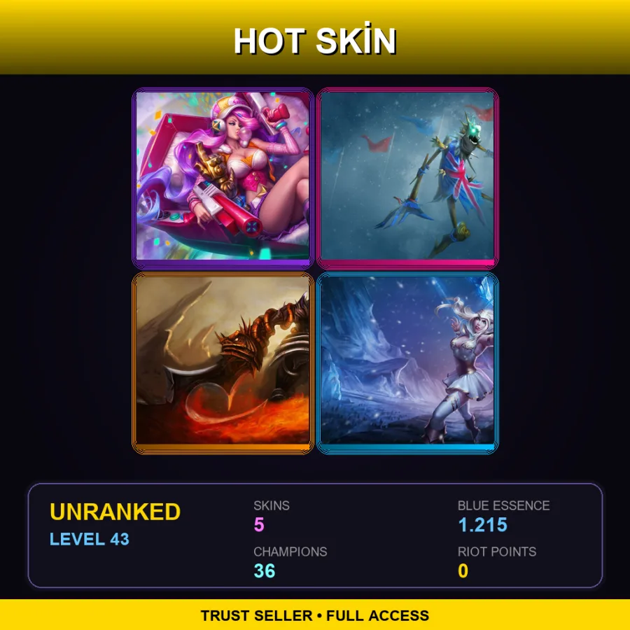 EUW | Lv43 | Unranked | 5 Skin | 36 Champ