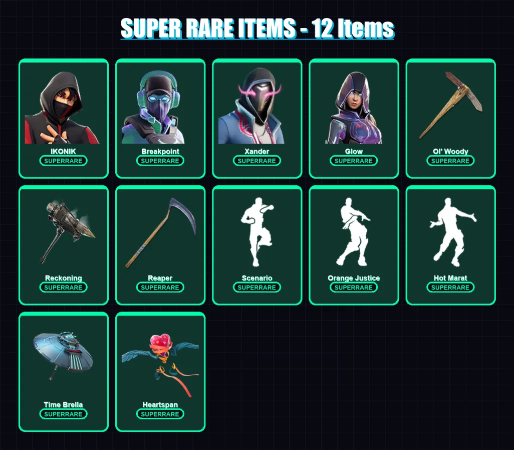 [PC] | IKONIK | Breakpoint | Xander | Glow | Frozen Red Knight | 183 skin | 162 pickaxe | 165 emote | 164 glider | Lv2223