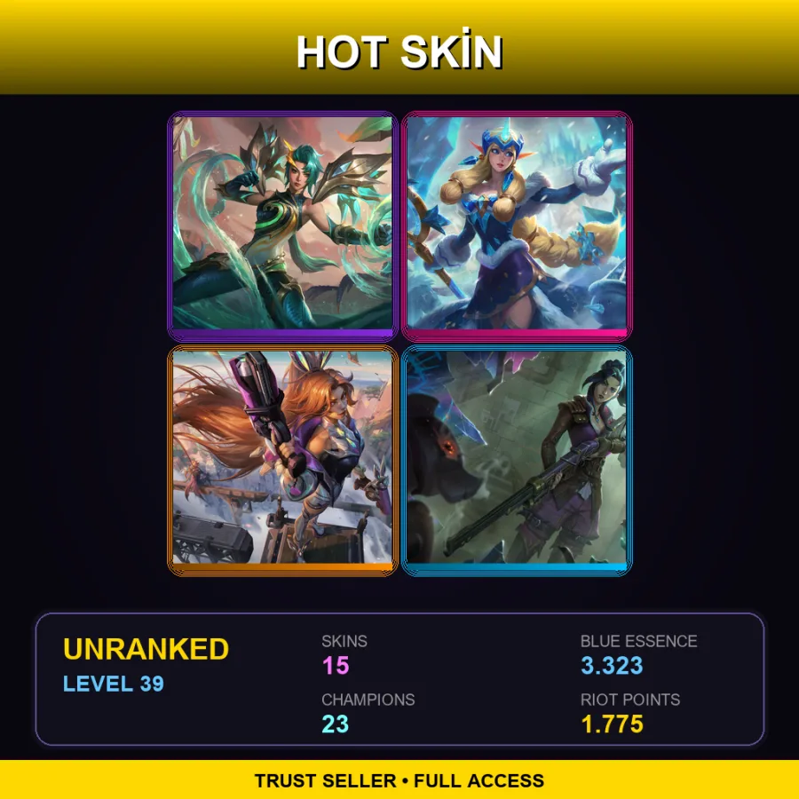 EUW | Lv39 | Unranked | 15 Skin | 23 Champ — LoL account