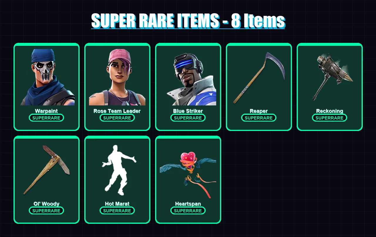 [PS4/PS5/XBOX/PC] | Warpaint | Rose Team Leader | Blue Striker | The Prisoner | Catalyst | 93 skin | 82 pickaxe | 86 emote | 83 glider | Lv1021