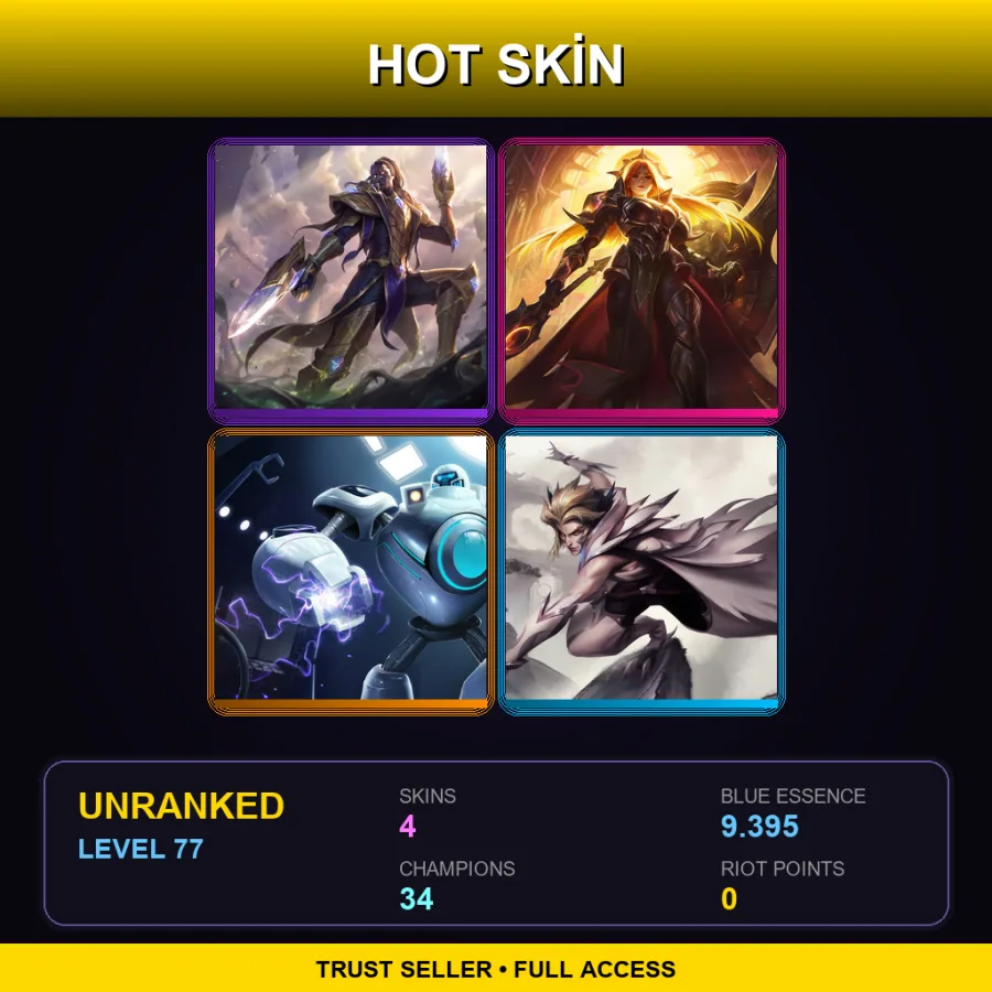 EUW | Lv77 | Unranked | 4 Skin | 34 Champ — Solar Eclipse Leona