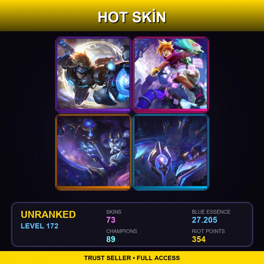 EUW | Lv172 | Unranked | 73 Skin | 89 Champ