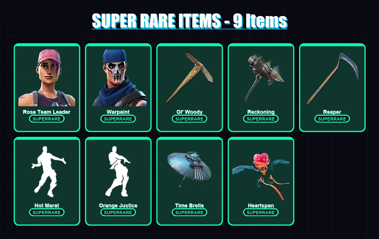 [PC/PSN] | Rose Team Leader | Warpaint | Backlash | Lynx | The Imagined | 97 skin | 100 pickaxe | 84 emote | 101 glider | Lv1449