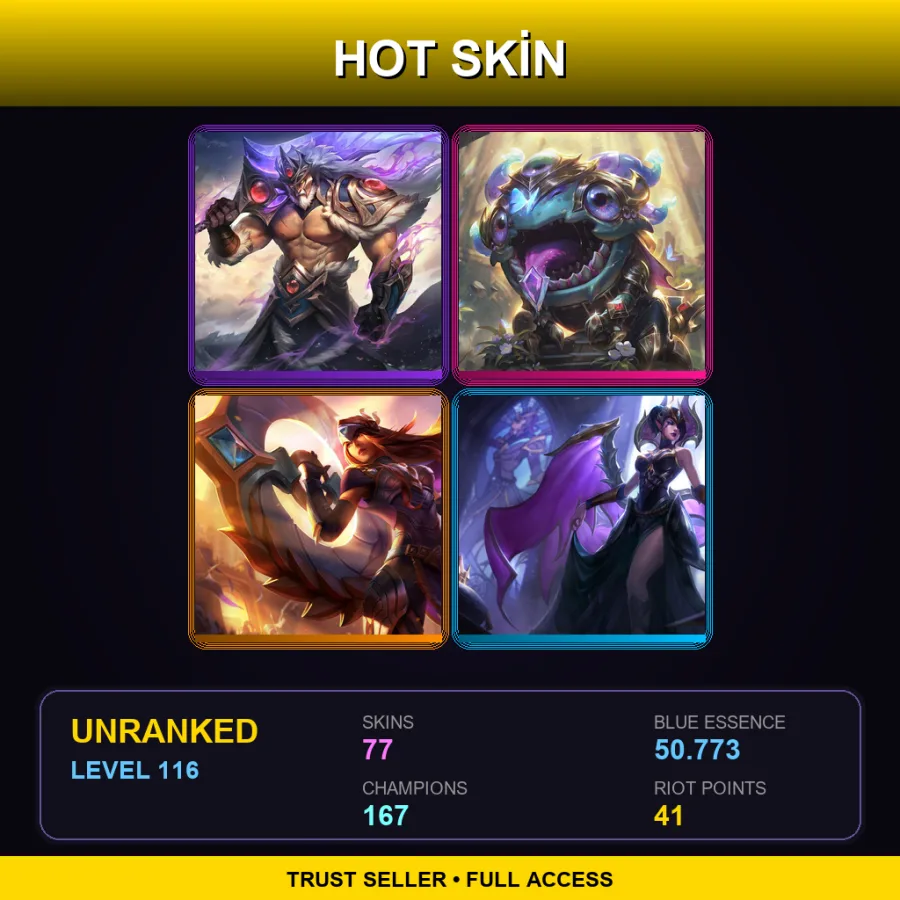 EUNE | Lv116 | Unranked | 77 Skin | 167 Champ — Unranked / Smurf League of Legends
