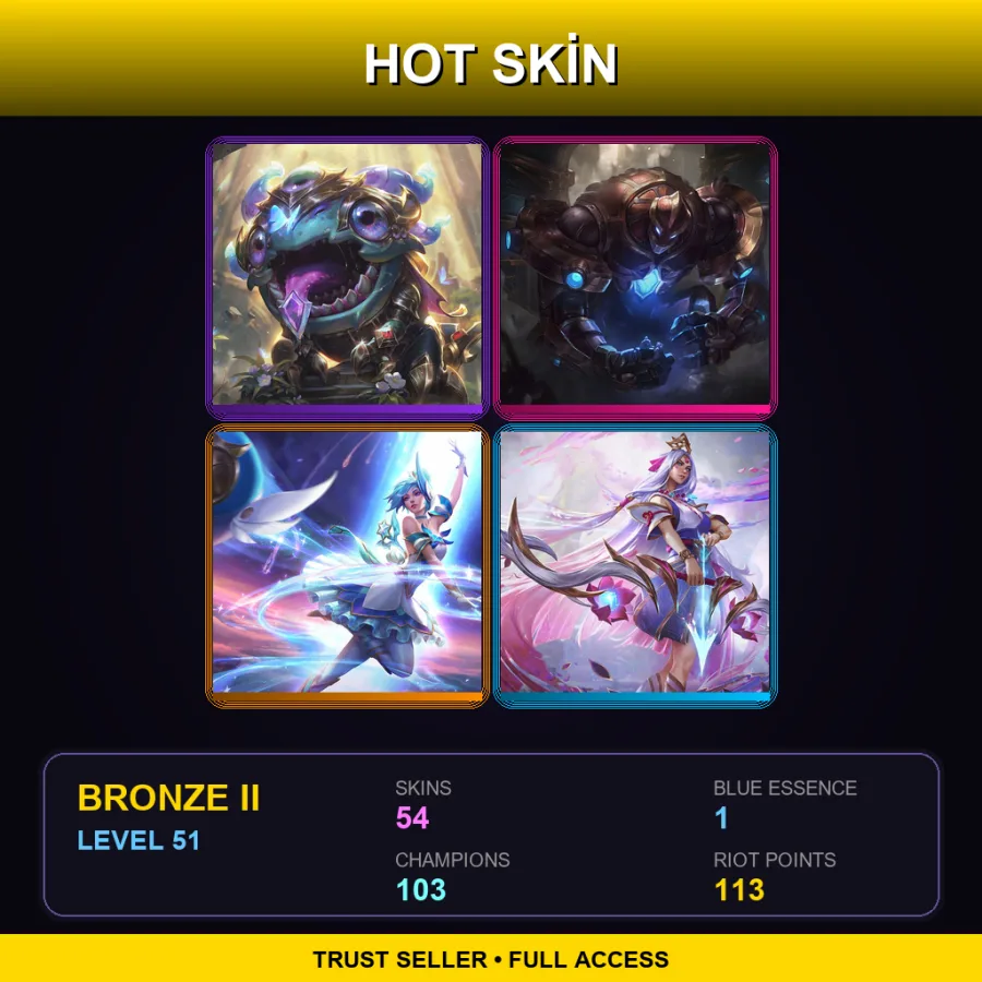 BR | Lv51 | Bronze II | 54 Skin | 103 Champ — LoL account