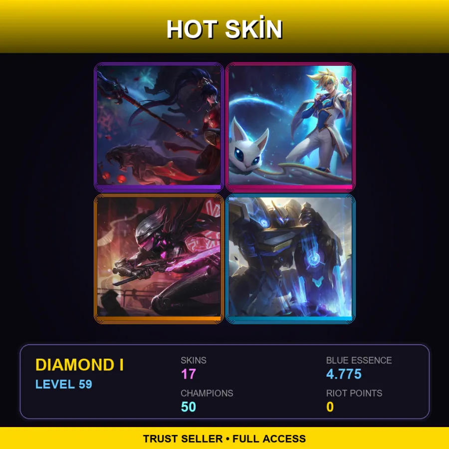 EUW | Lv59 | Diamond I | 17 Skin | 50 Champ