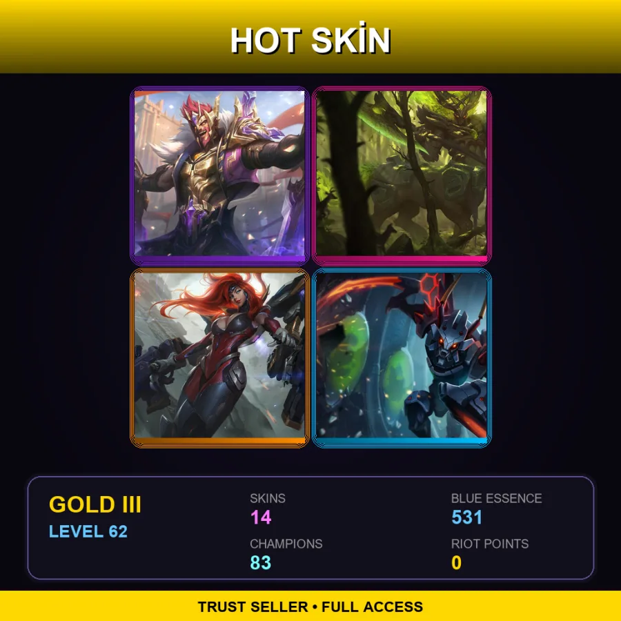 TR | Lv62 | Gold III | 14 Skin | 83 Champ — LoL account