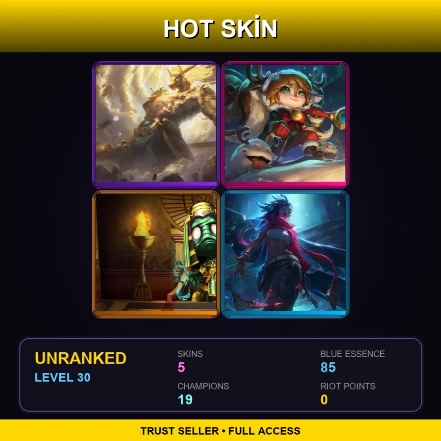 LAN | Lv30 | Unranked | 5 Skin | 19 Champ
