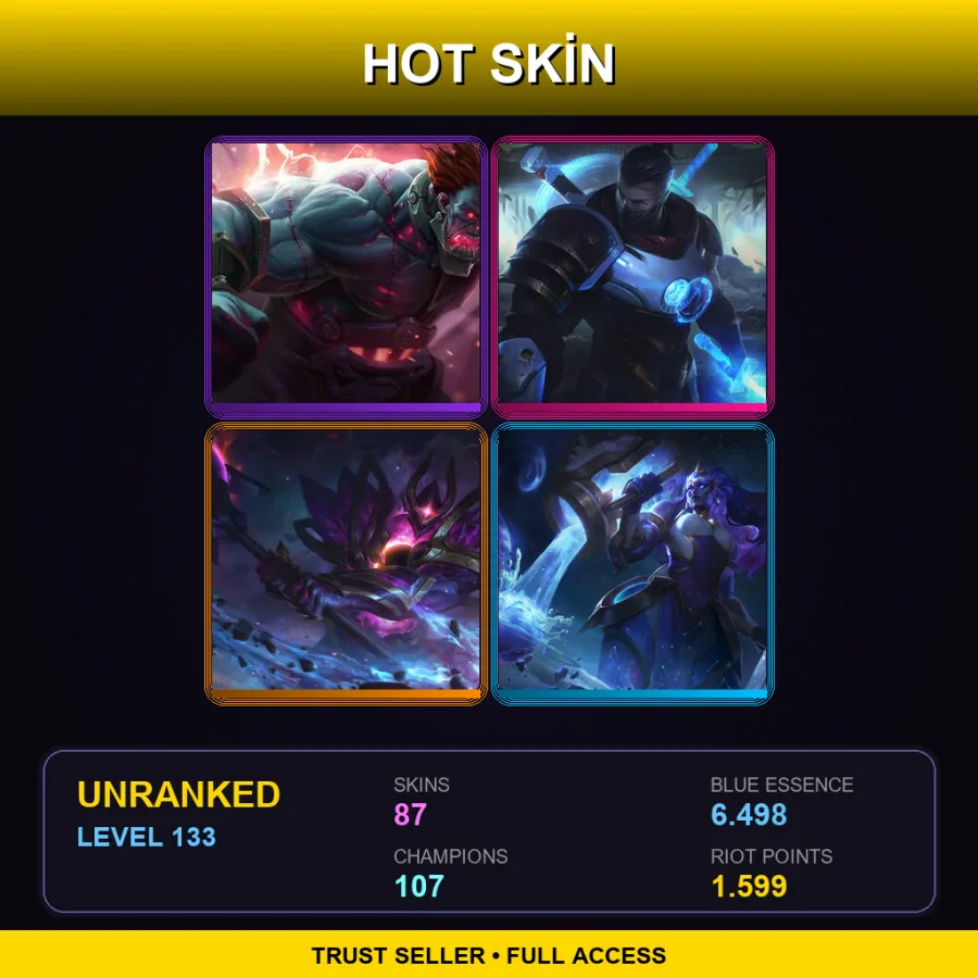 NA | Lv133 | Unranked | 87 Skin | 107 Champ — LoL account
