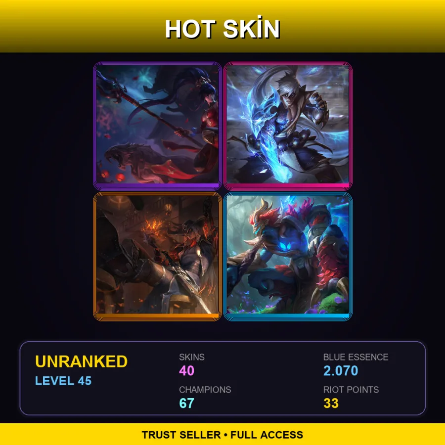 EUW | Lv45 | Unranked | 40 Skin | 67 Champ — Ruined Pantheon