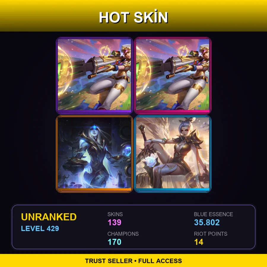 EUNE | Lv429 | Unranked | 139 Skin | 170 Champ — LoL account