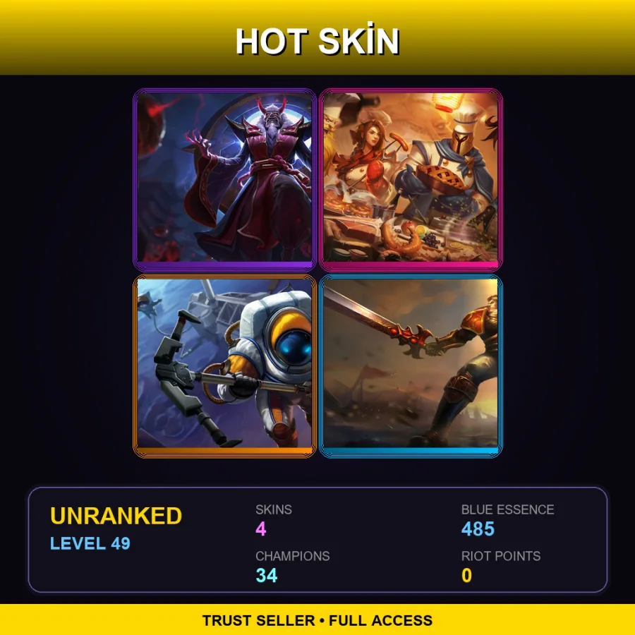 EUW | Lv49 | Unranked | 4 Skin | 34 Champ