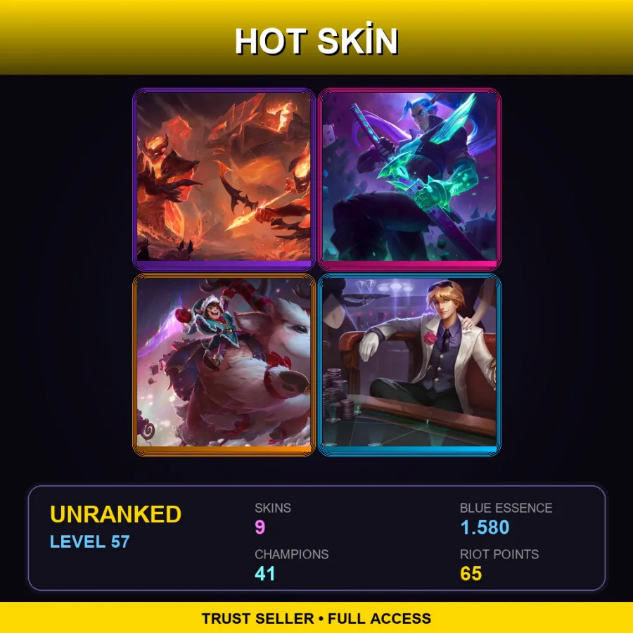 EUW | Lv57 | Unranked | 9 Skin | 41 Champ