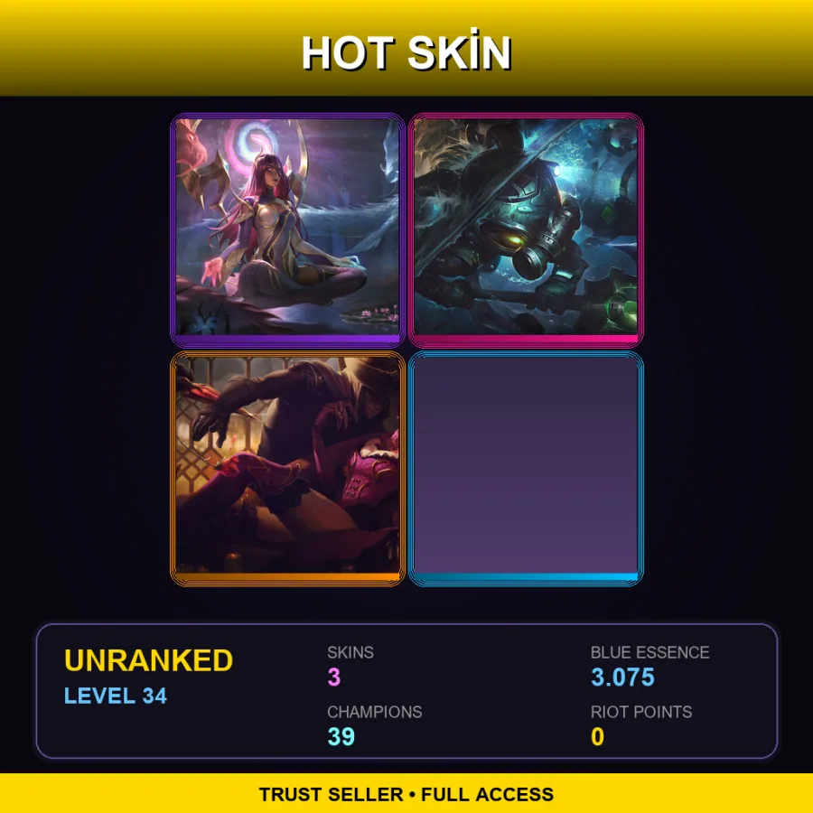 BR | Lv34 | Unranked | 3 Skin | 39 Champ — LoL account