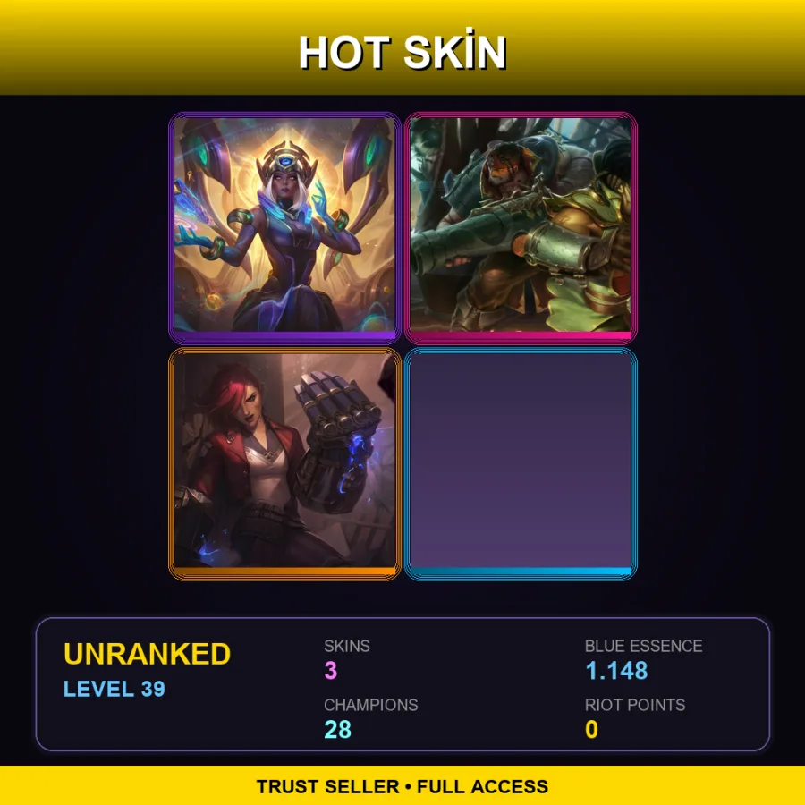 NA | Lv39 | Unranked | 3 Skin | 28 Champ — LoL account