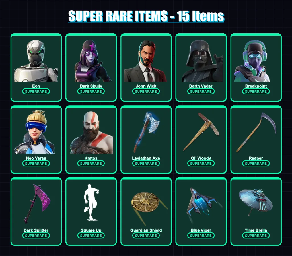 [PC/PSN] | Eon | Dark Skully | John Wick | Darth Vader | Breakpoint | 338 skin | 342 pickaxe | 180 emote | 193 glider | Lv2799