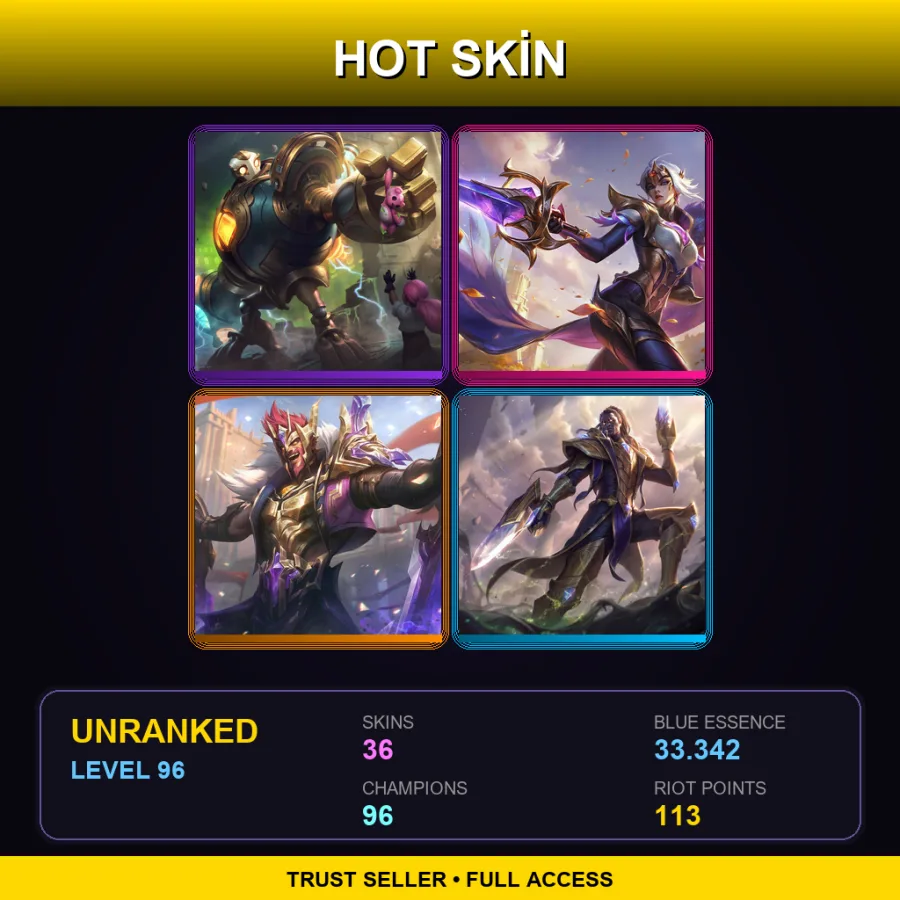 BR | Lv96 | Unranked | 36 Skin | 96 Champ — LoL account