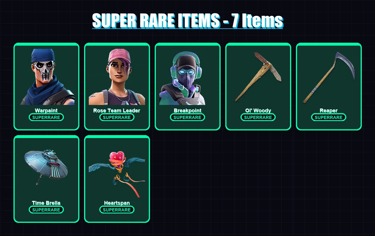 [PC/XBOX/PSN] | Warpaint | Rose Team Leader | Breakpoint | Fusion | Vendetta | 181 skin | 156 pickaxe | 129 emote | 127 glider | Lv1943