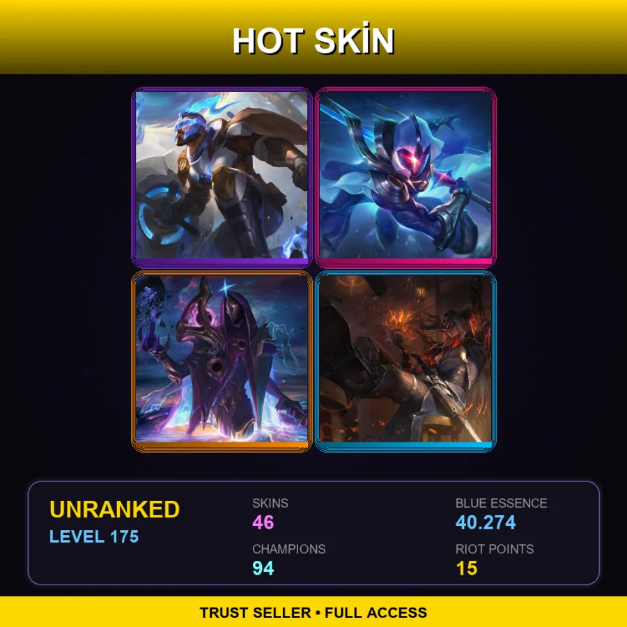 EUW | Lv175 | Unranked | 46 Skin | 94 Champ — LoL account