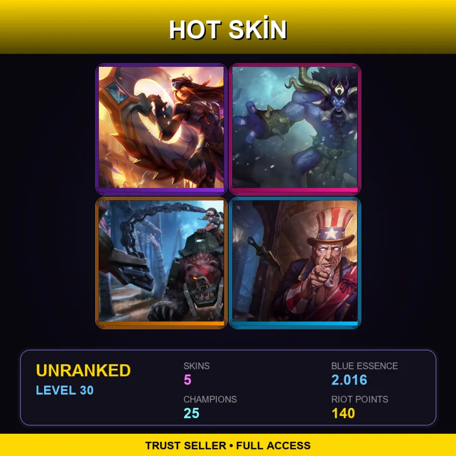 RU | Victorious Sivir | Unchained Alistar | Bear Cavalry Sejuani | Uncle Ryze | 5 Skin | 25 Champ | Lv30