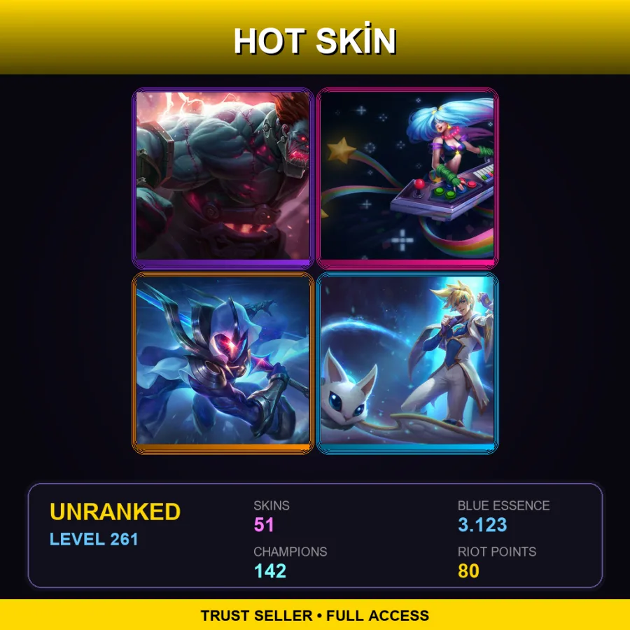 TR | Lv261 | Unranked | 51 Skin | 142 Champ