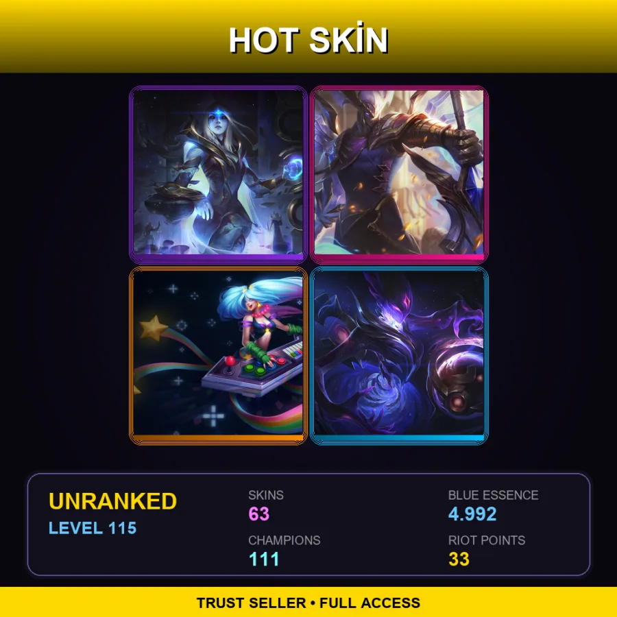EUW | Lv115 | Unranked | 63 Skin | 111 Champ