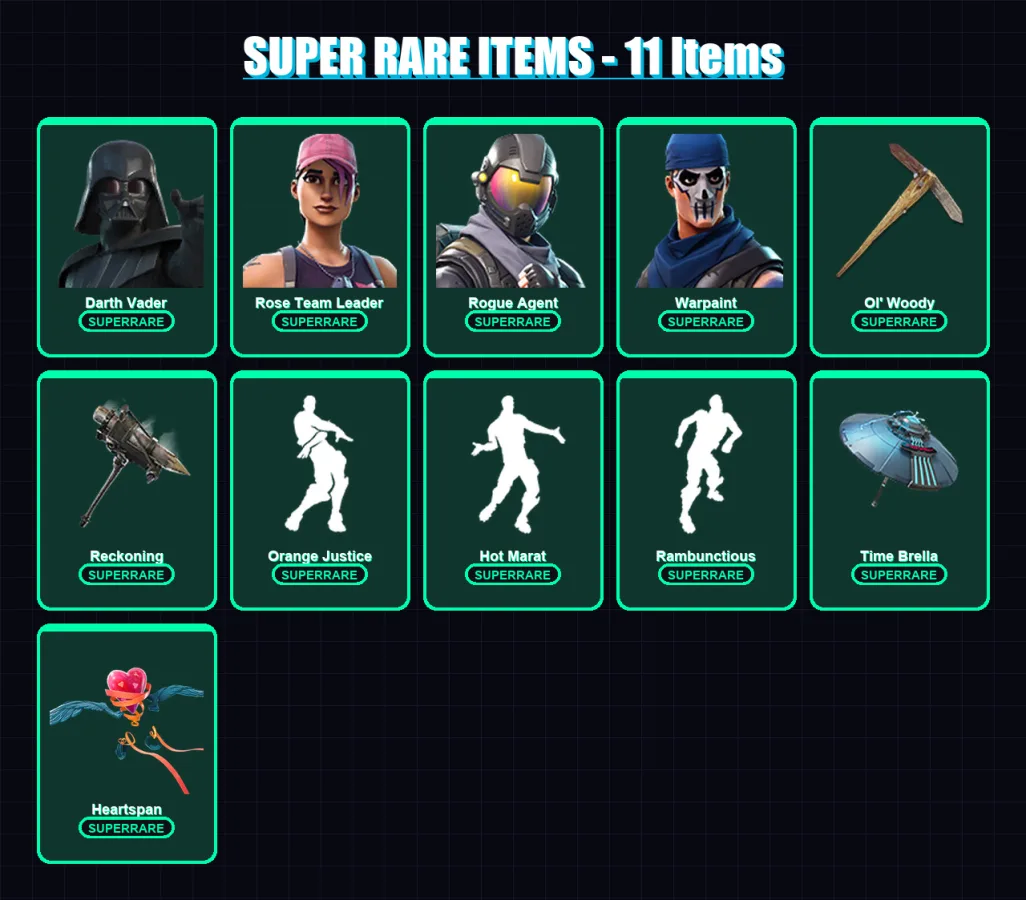 [PS4/PS5/XBOX/PC] | Darth Vader | Rose Team Leader | Rogue Agent | Warpaint | Nezumi | 181 skin | 185 pickaxe | 163 emote | 168 glider | Lv2211