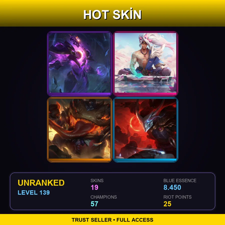 LAN | Lv139 | Unranked | 19 Skin | 57 Champ