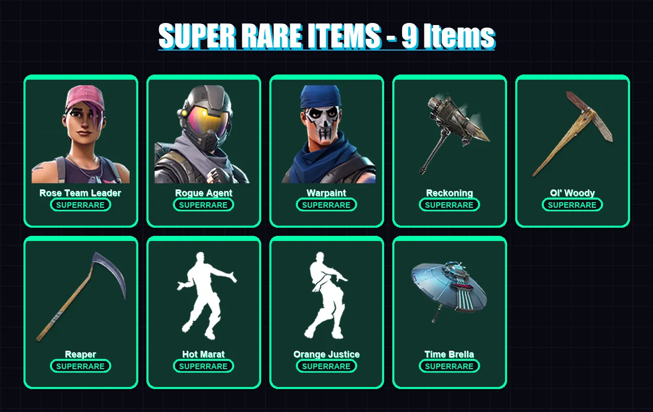 [PC/XBOX/PSN] | Rose Team Leader | Rogue Agent | Warpaint | Spectra Knight | Ragnarok | 64 skin | 71 pickaxe | 63 emote | 73 glider | Lv1112