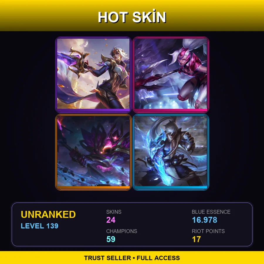 LAS | Lv139 | Unranked | 24 Skin | 59 Champ — LoL account