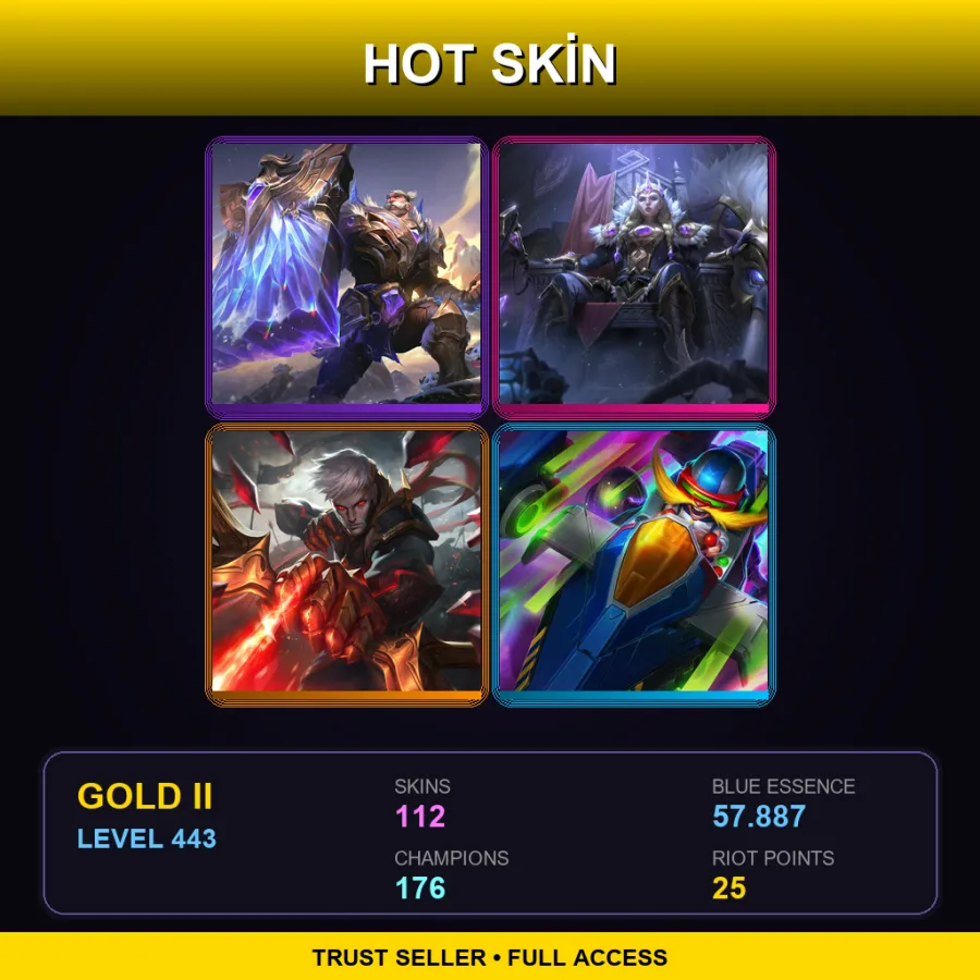 LAS | Lv443 | Gold II | 112 Skin | 176 Champ