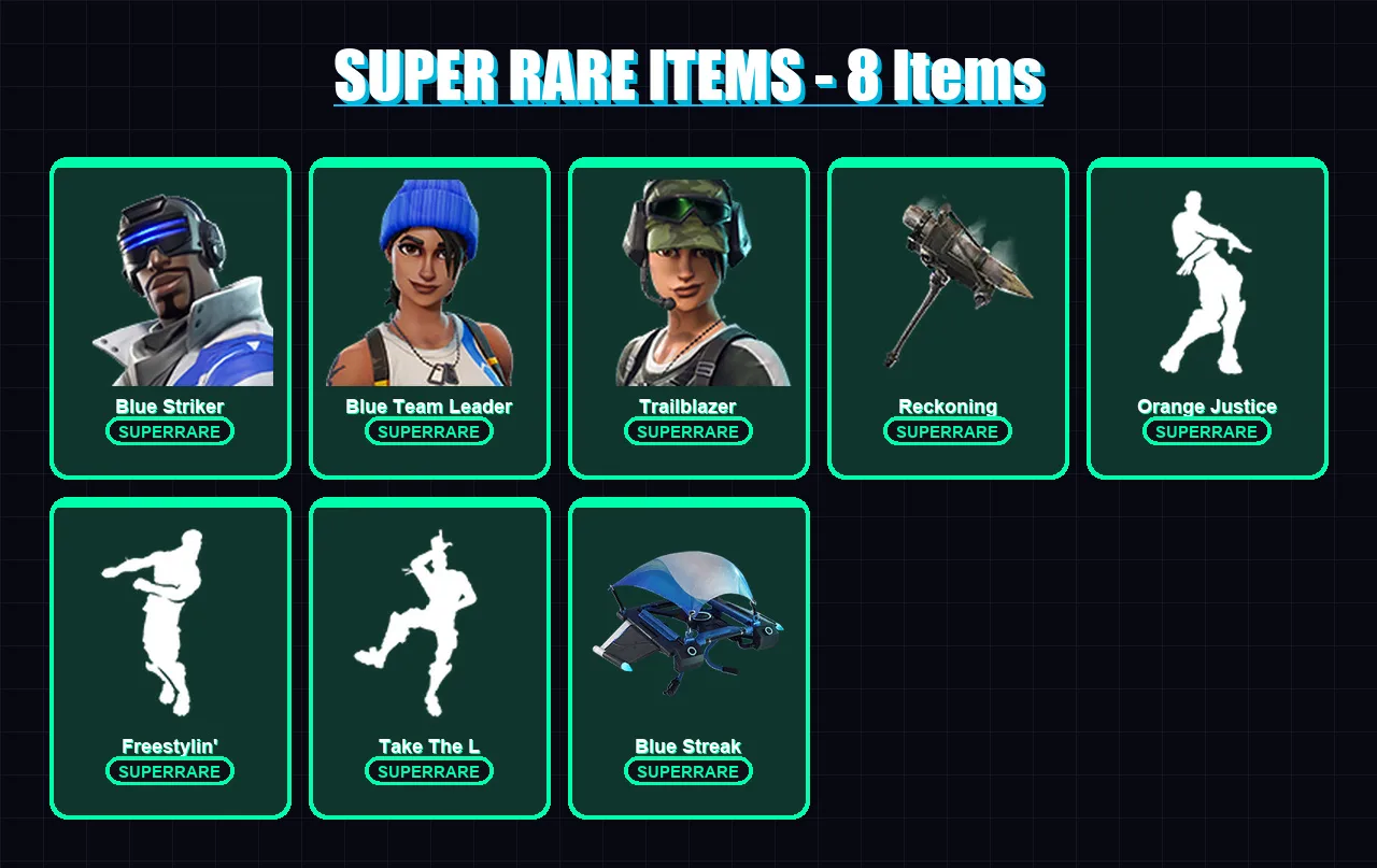 [PC/XBOX] | Blue Striker | Blue Team Leader | Trailblazer | Carbide | Calamity | 24 skin | 13 pickaxe | 20 emote | 23 glider | Lv298