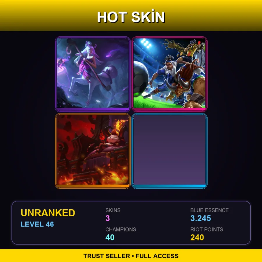 EUW | Lv46 | Unranked | 3 Skin | 40 Champ