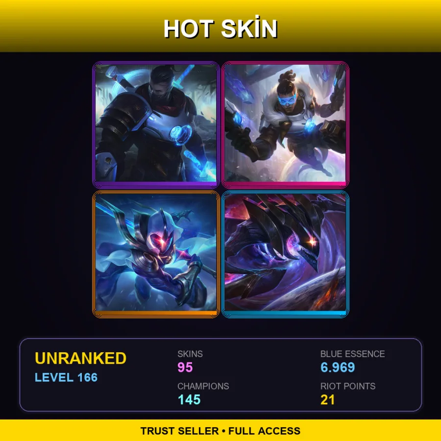 EUW | Lv166 | Unranked | 95 Skin | 145 Champ