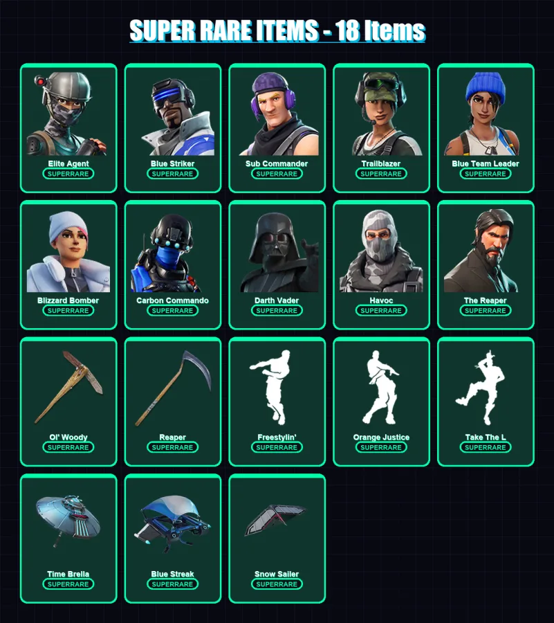 [PS4/PS5/XBOX/PC] | Elite Agent | Blue Striker | Sub Commander | 106 skin | Lv1294 — Fortnite account