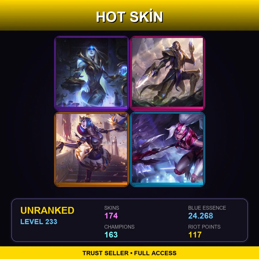 BR | Cosmic Queen Ashe | Victorious Lucian | Victorious Orianna | Challenger Nidalee | 174 Skin | 163 Champ | Lv233