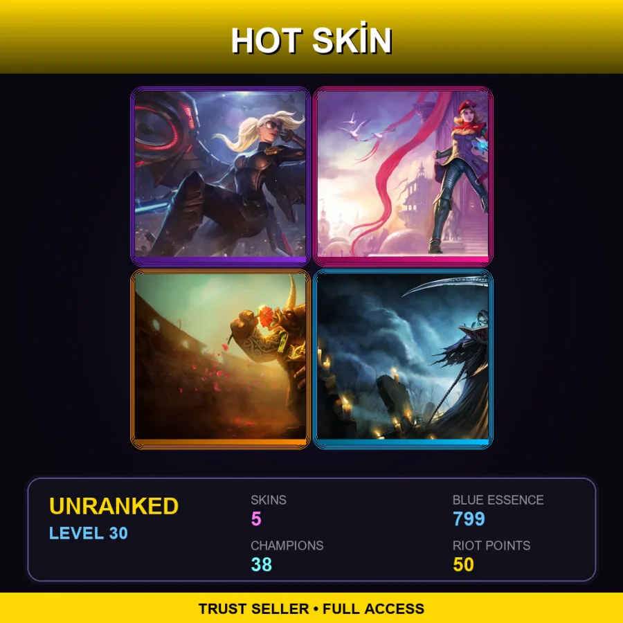 EUW | Lv30 | Unranked | 5 Skin | 38 Champ