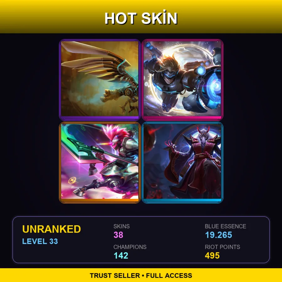 EUW | Hextech Anivia | Pulsefire Ezreal | Arcade Hecarim | Blood Moon Zilean | 38 Skin | 142 Champ | Lv33