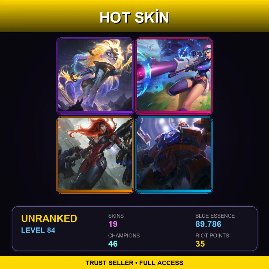 LAS | Lv84 | Unranked | 19 Skin | 46 Champ — LoL account