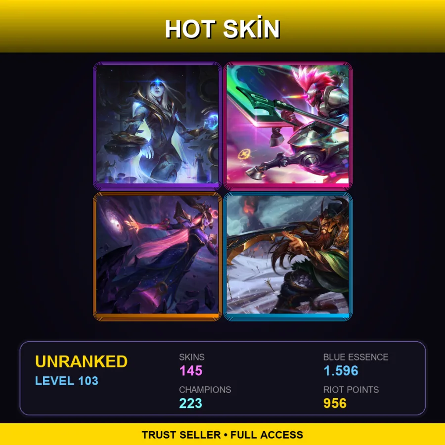 OCE | Lv103 | Unranked | 145 Skin | 223 Champ