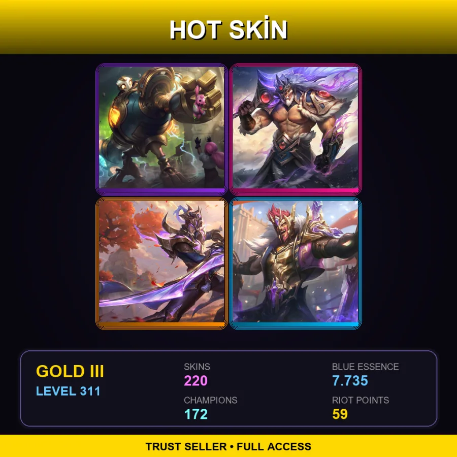 EUW | Lv311 | Gold III | 220 Skin | 172 Champ