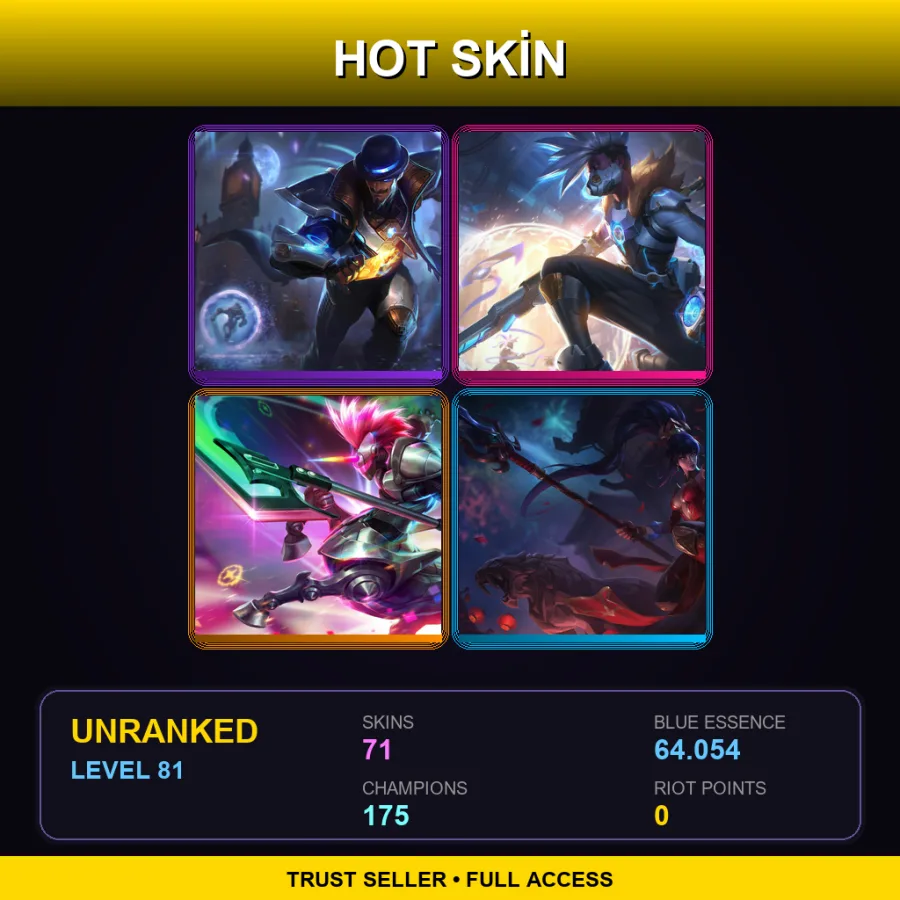 VN | Lv81 | Unranked | 71 Skin | 175 Champ — LoL account