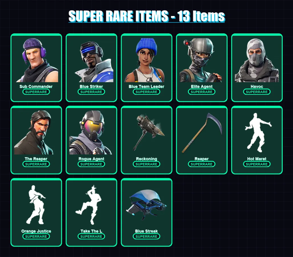 [PC/XBOX/PSN] | Sub Commander | Blue Striker | Blue Team Leader | Elite Agent | Havoc | 67 skin | 69 pickaxe | 71 emote | 71 glider | Lv1140