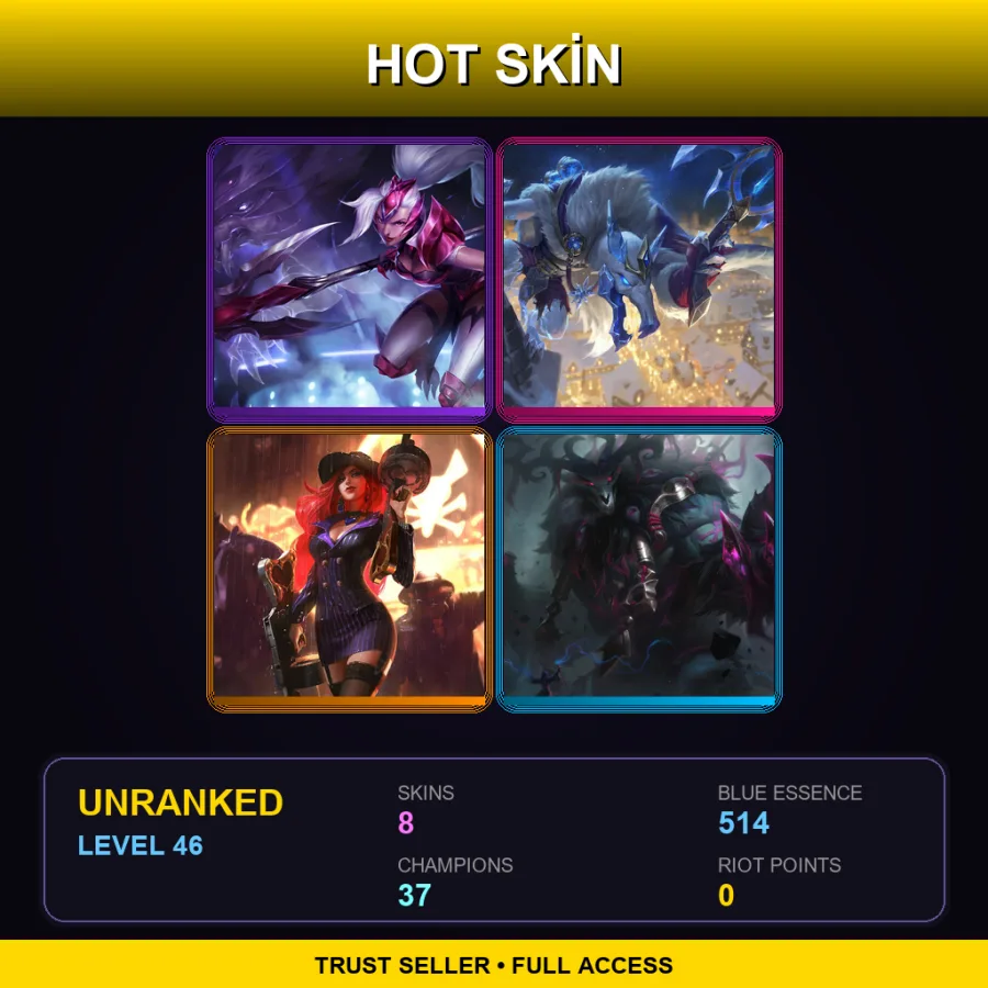 EUNE | Lv46 | Unranked | 8 Skin | 37 Champ — LoL account