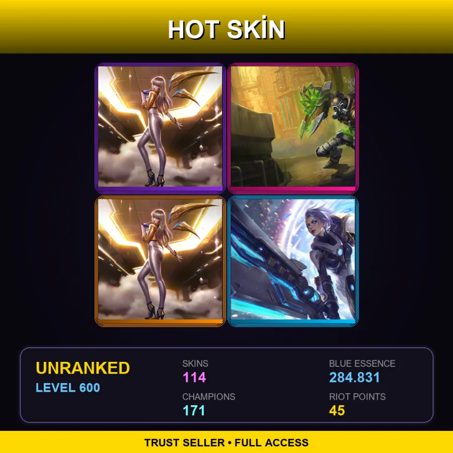 LAS | Lv600 | Unranked | 114 Skin | 171 Champ